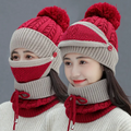 3-in-1 Beanie Cap for Girls (Maroon)