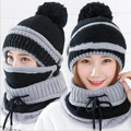 3-in-1 Beanie Cap for Girls (Black)