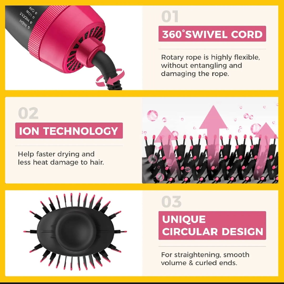 4 in 1 Hair Styling Brush (Blower + Volumizer + Straightener + Curler)